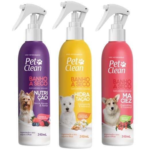 Banho A Seco Perfumado Pets Cães E Gatos Pet Clean Hidratação e Eficaz - 240ml