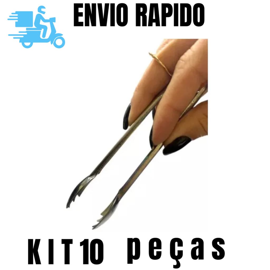 Conj 10 e 5 Mini Pegador Aço Inox Multiuso Carnes Petisco Gelo Drinks 12,5 cm Em Aço Inox SQ 4237