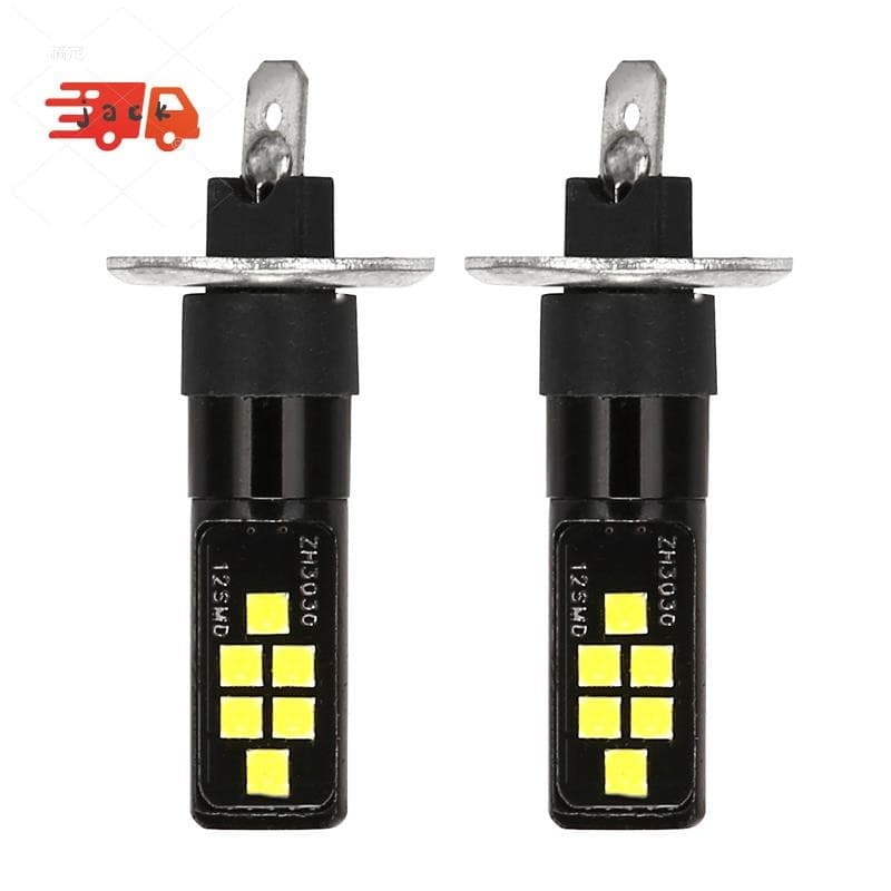 2 Pces H1 Carro Led 12V-24V 12Smd Lâmpada 3030 Chipset , W5W Bulbo194 Para Luzes De Nevoeiro Branco