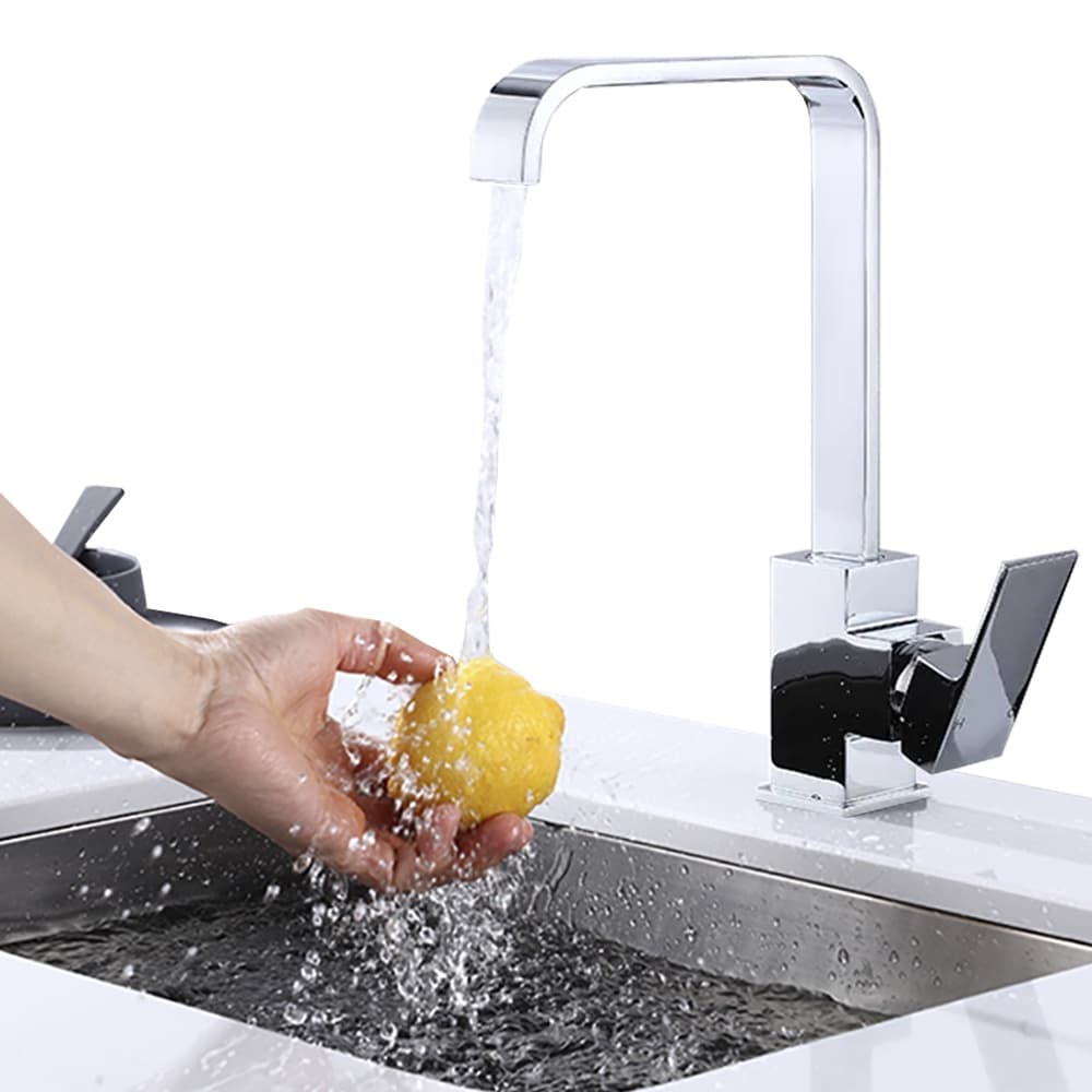 Torneira Banheiro Bica Alta Slim Quadrada Inox Cuba de Embutir