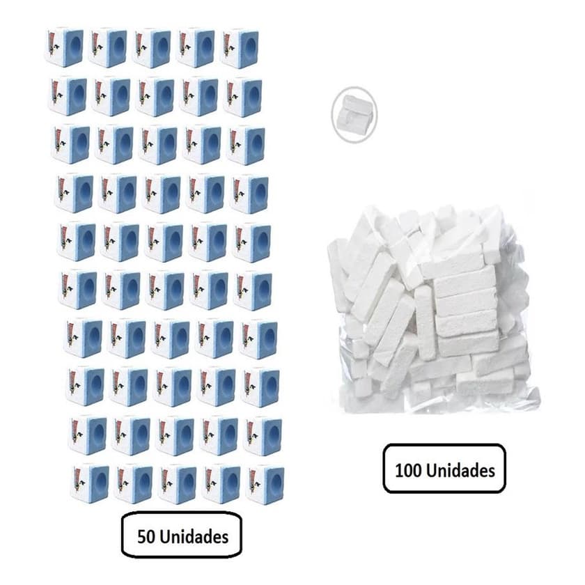 50 Giz Azul Para Ponteira de Taco + 100 Giz Branco Bilhar Sinuca Mineiros DIversões