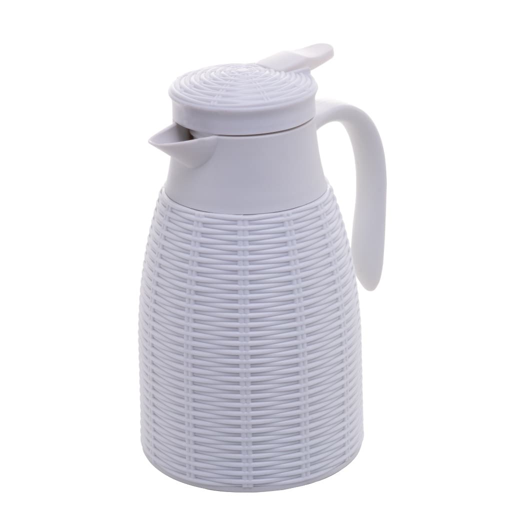 Garrafa Térmica de Plástico Rattan Branca 1 Litro Lyor