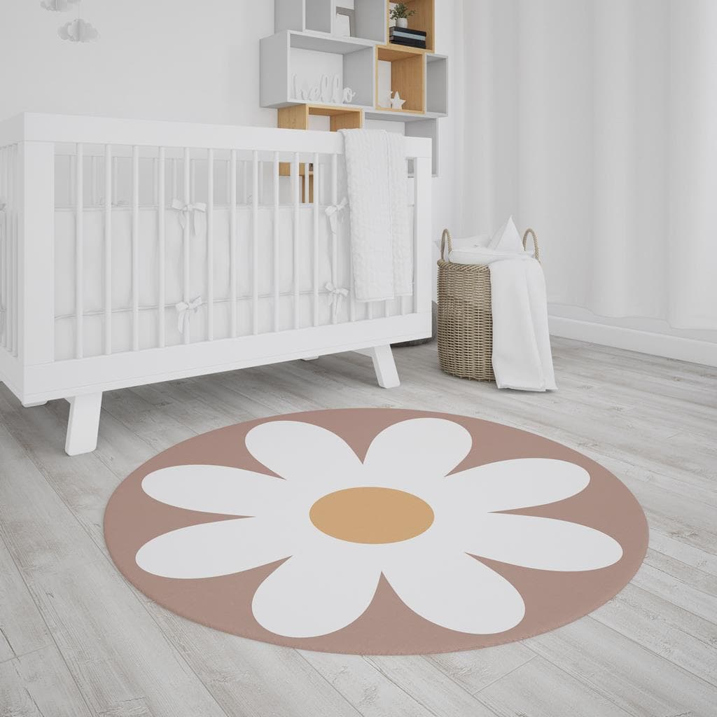 Tapete Decorativo Infantil Flor Branca Neoprene 1,40m