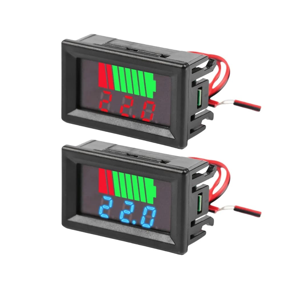 Indicador De Nível De Carga De Bateria De Carro 12V 24V 36V 48V 60V 72V Medidor De Capacidade Lítio Mostrador Azul LED Tester Voltímetro