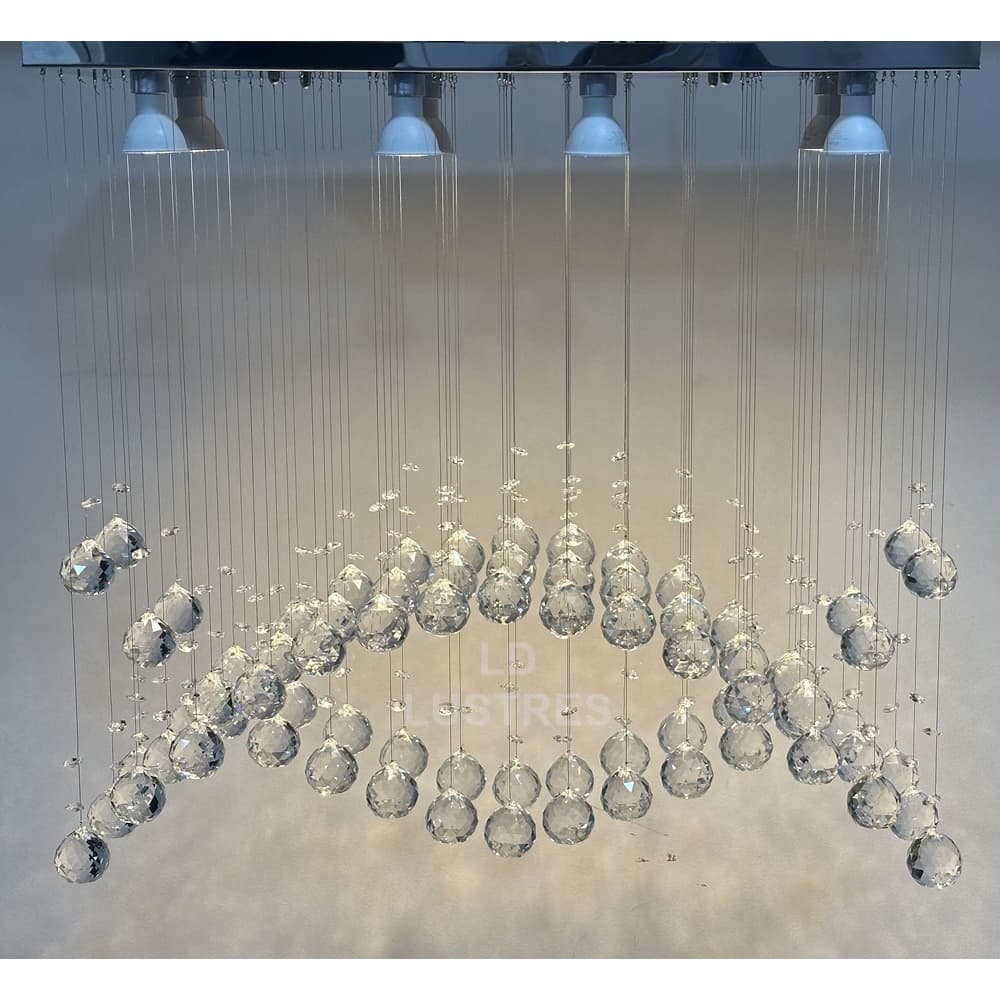 Lustre Cristal Moderno Para Mesa De Jantar Base Retangular