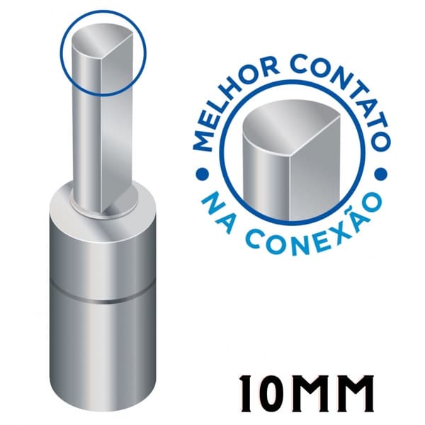 Terminal de Compressão Maciço Pino Curto 10mm