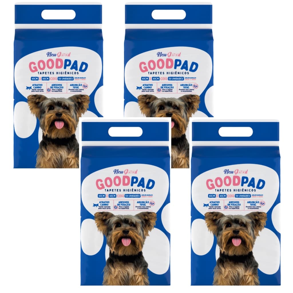 Kit 4 Pacotes Tapete Higienico Good Pad P/ Cães E Gatos 60x60 cm 200 Uninidades Total Higiênico 50 unidades por pacote
