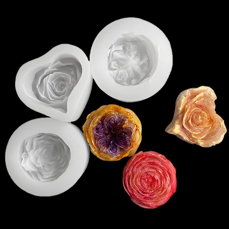 Molde De Silicone Em Forma De Coração Rosa Peônia Flor Fondant Bolo Decoração Chocolate Gesso Pudim Artesanal Sabão Vela