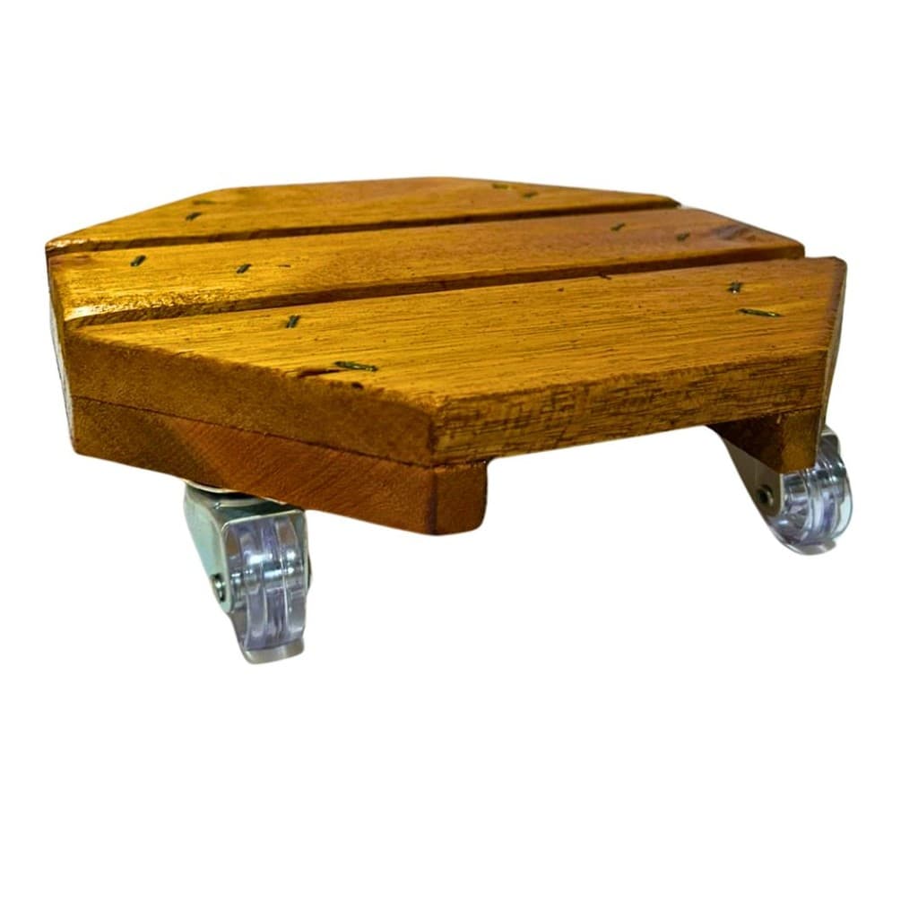 Suporte De Madeira Para Vaso 36cm Rodinhas Transparentes