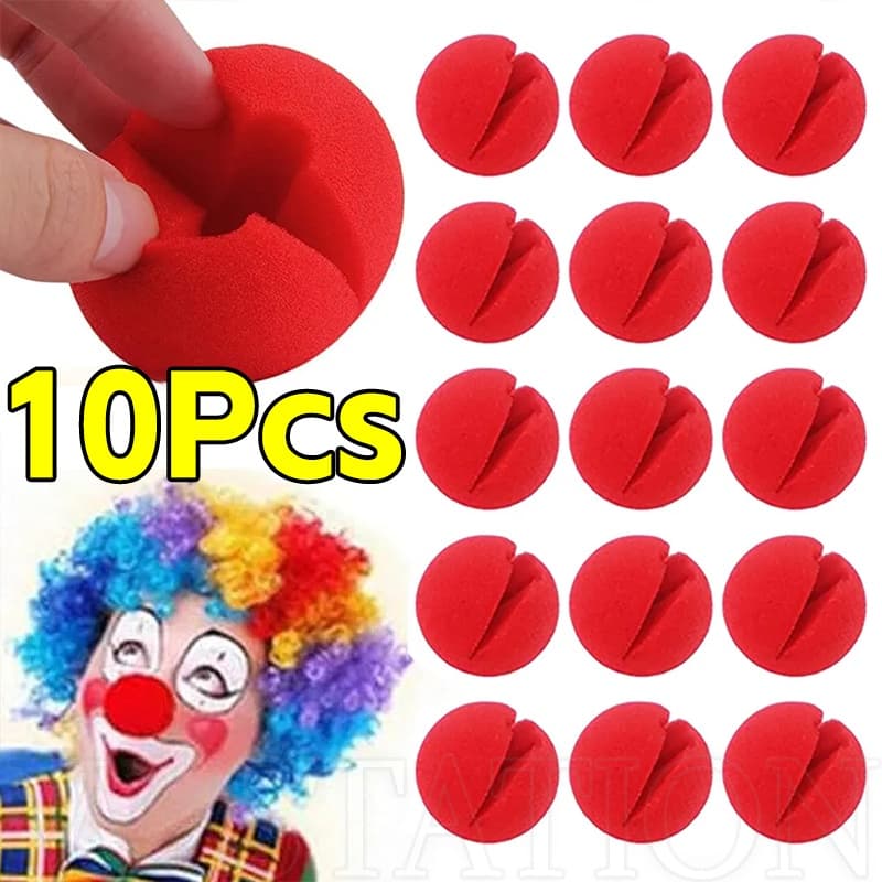 10Pcs Espuma De Palhaço Vermelho/De Circo/Nariz De Bola De Esponja De Maquiagem/Adereços De Roupa De Halloween Cosplay/Decoração De Desempenho Do Festival De Carnaval Engraçado/Decorações Para Festas Domésticas