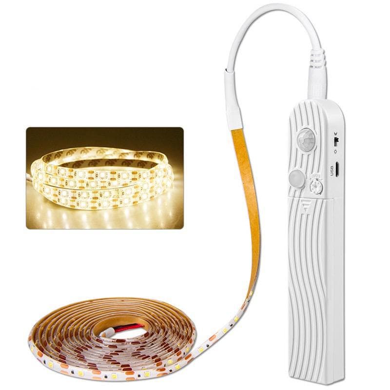 Fita LED a Pilha com Sensor de Presença 3 Metros Branco Quente