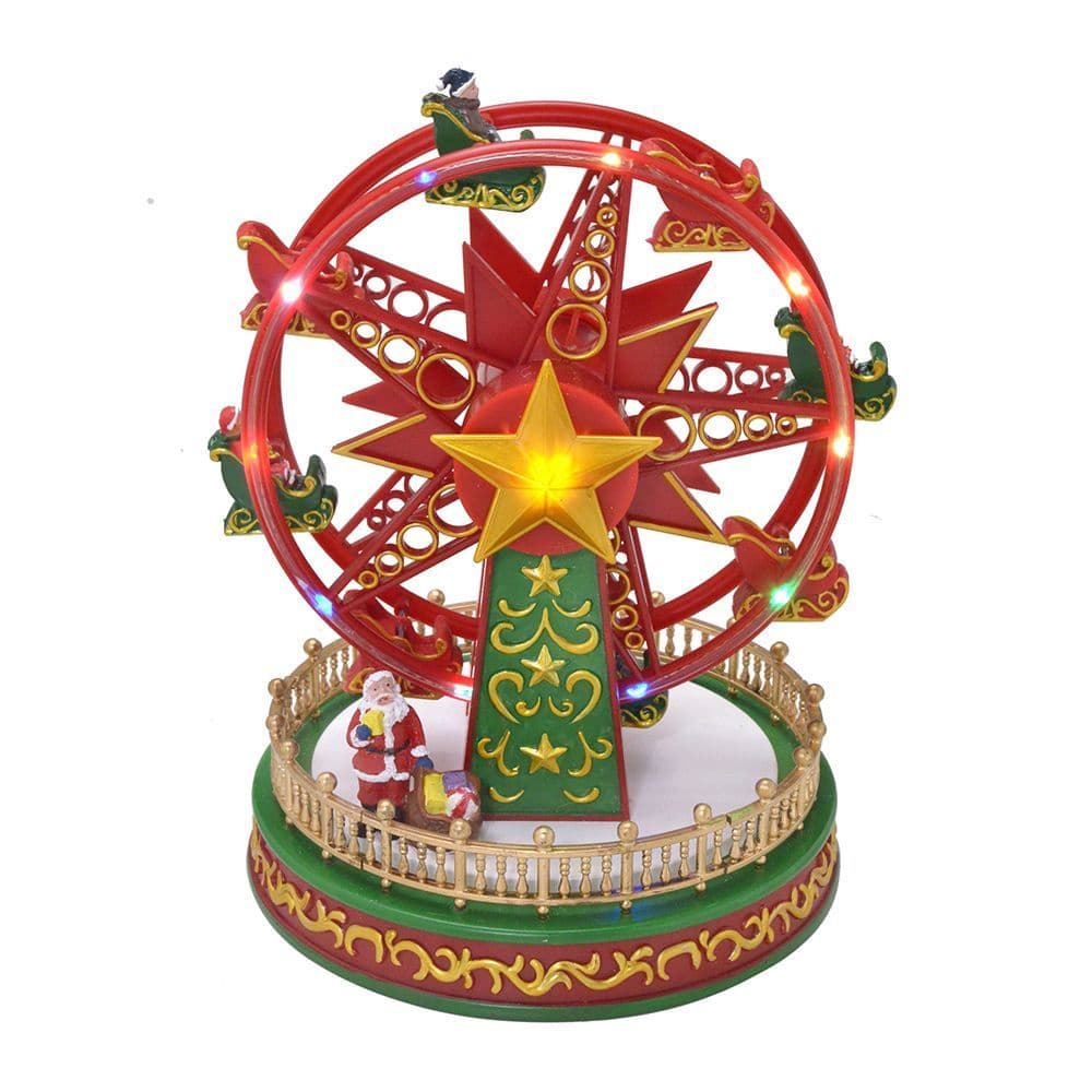 Cenário Enfeite De Natal Roda Gigante Com Luz Som Movimento Parque Diversão Decorativo Papai Noel Casa Sala Escritório