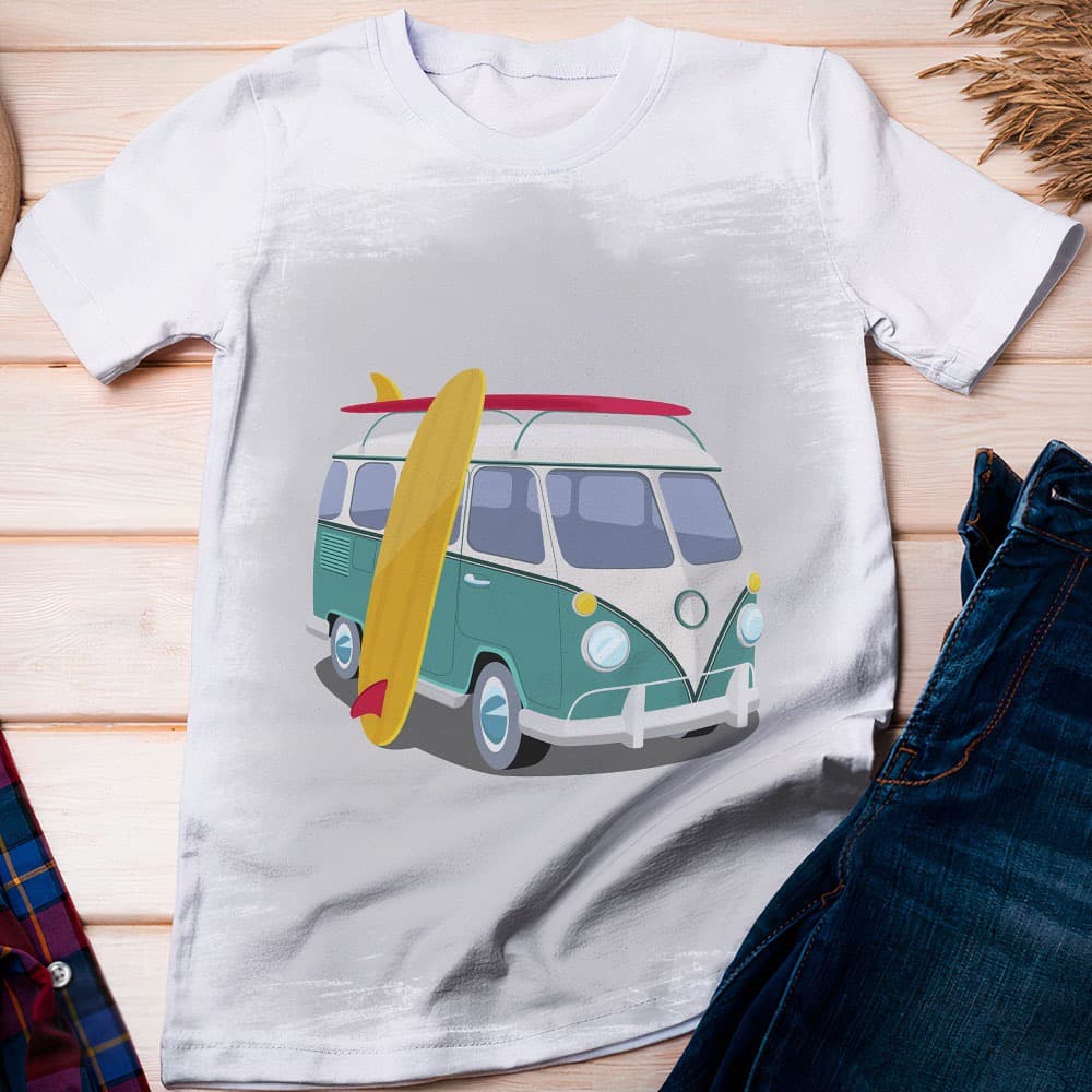 Camiseta Surf Surfista Praia Ondas Prancha Kombi 2 - Dicelli