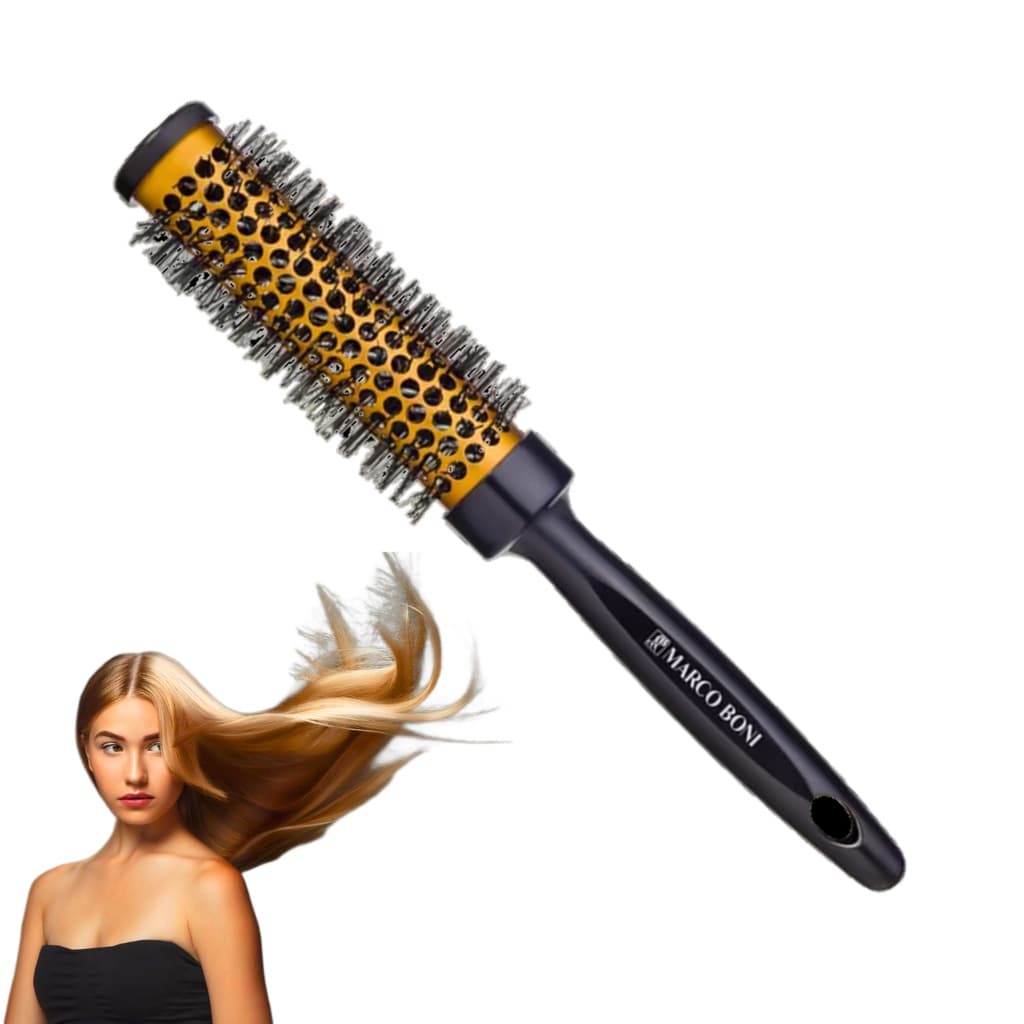 ESCOVA DE CABELO TERMICA PROFISSIONAL REDONDA CORPO EM ALUMINIO VAZADA 40MM MARCO BONI 8047