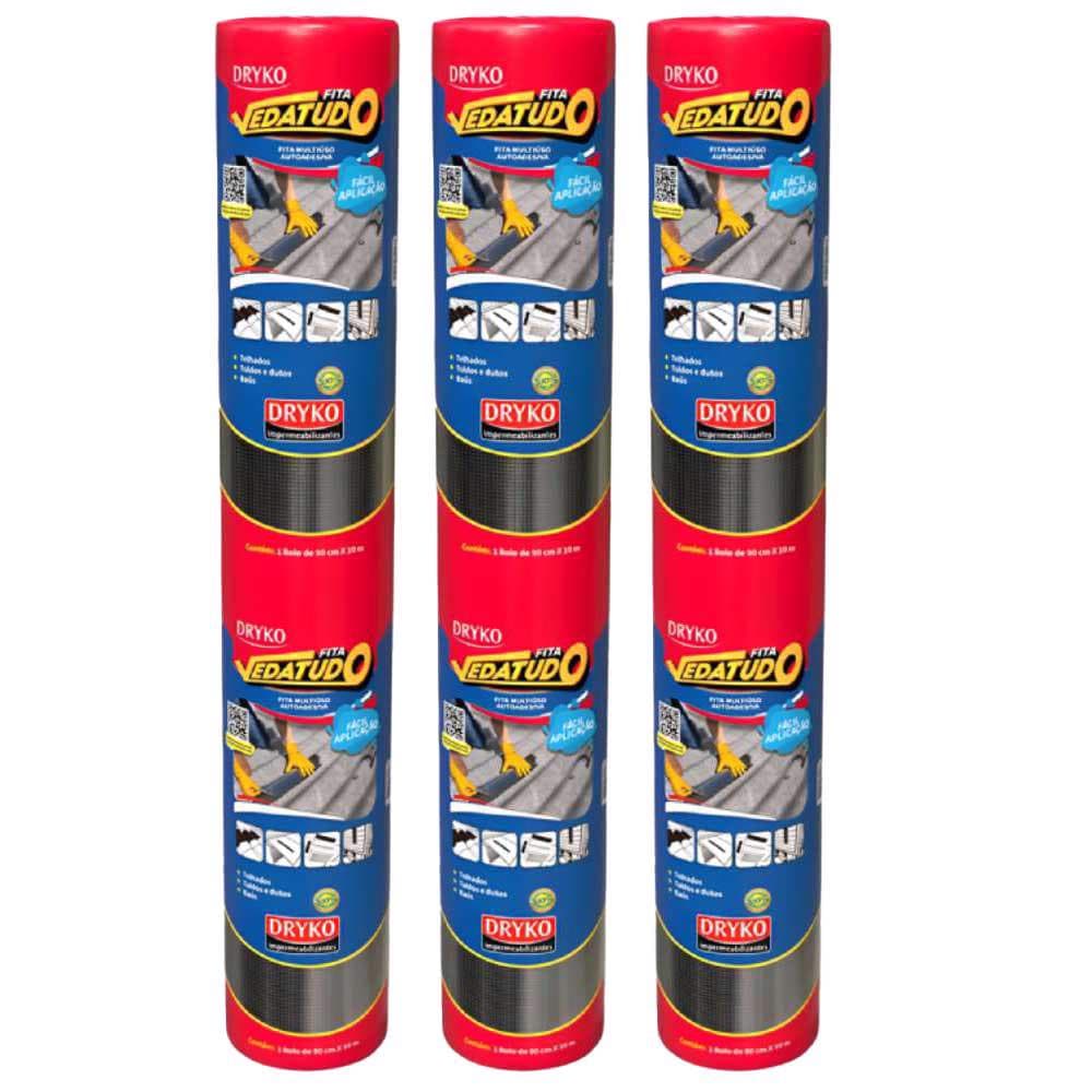 Fita Autoadesiva Asfáltica Vedatudo 90cm X 10m 3 Uni DRYKO
