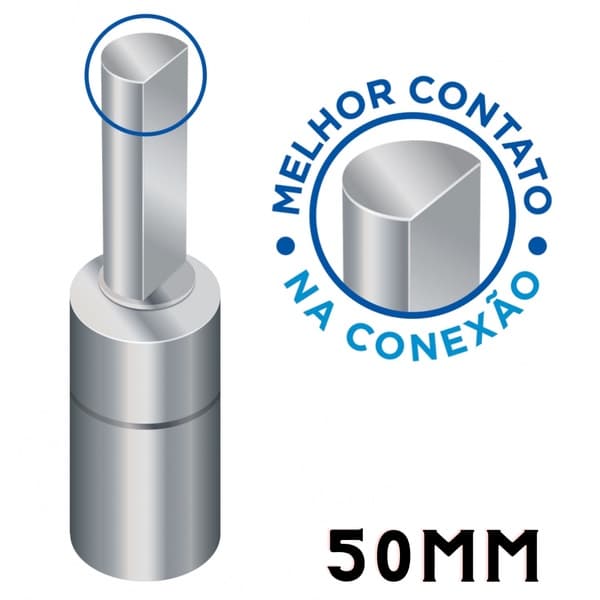 Terminal de Compressão Maciço Pino Curto 50mm