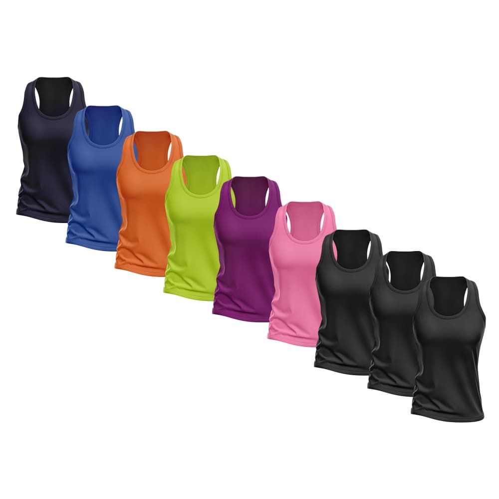 Kit 9 Regata Nadador Feminina Dry Fit Proteção Solar UV Fitness Academia Treino Blusinha Regatas