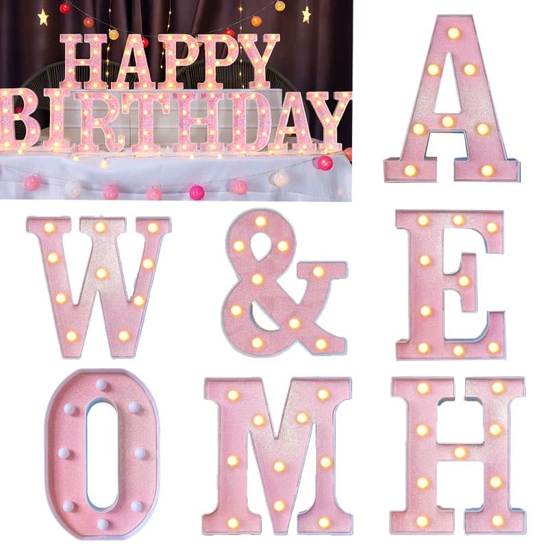 【 READY STOCK 】 Newly Design DIY 3D Led Letters Lights 26 Alfabeto Luz Digital Rosa Decorativa Lâmpadas De Marquise Decorativas Para Festa De Casamento Lâmpada De Bar Em Casa