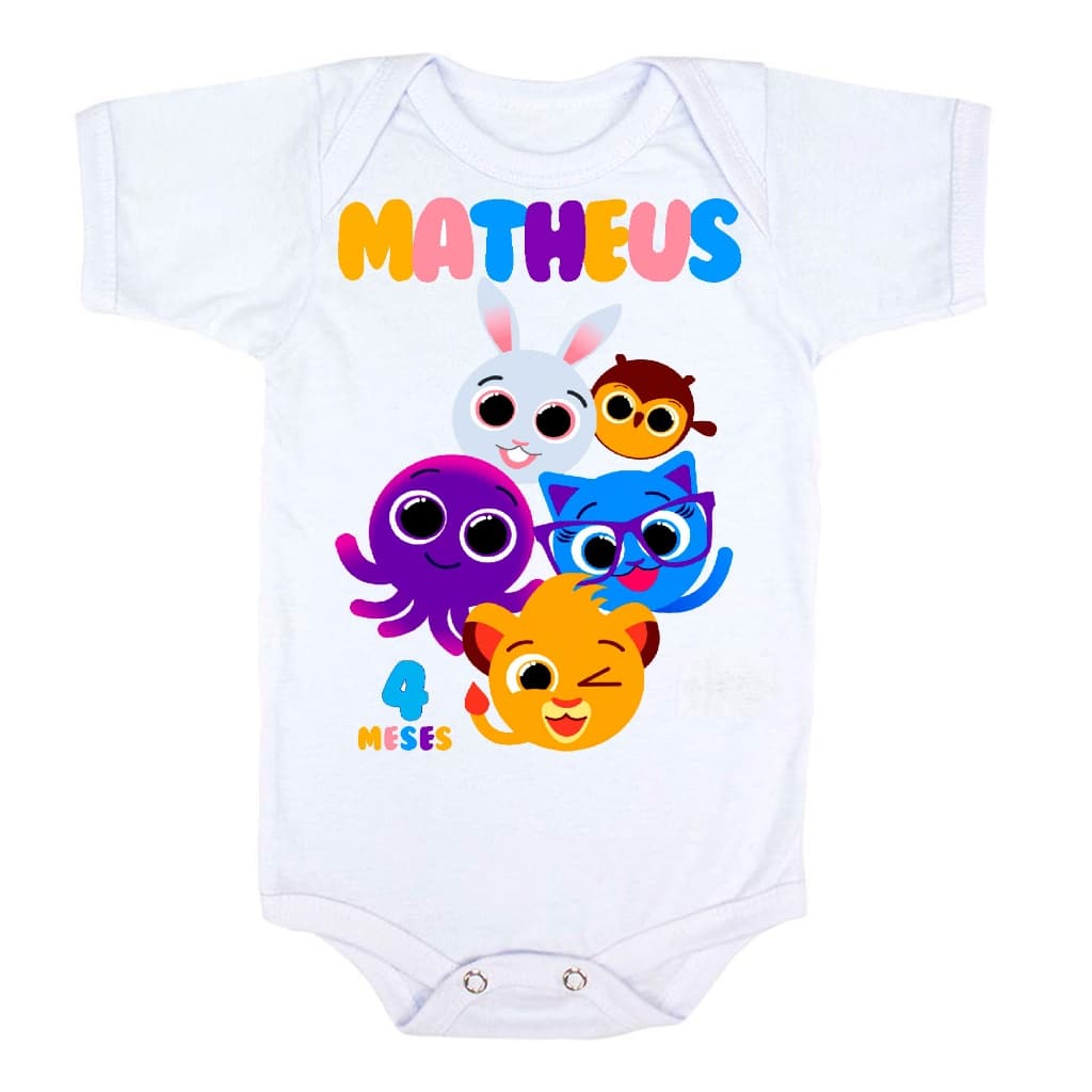 Body Infantil Bebê Festa Infantil Bolofofos MESversário NOME