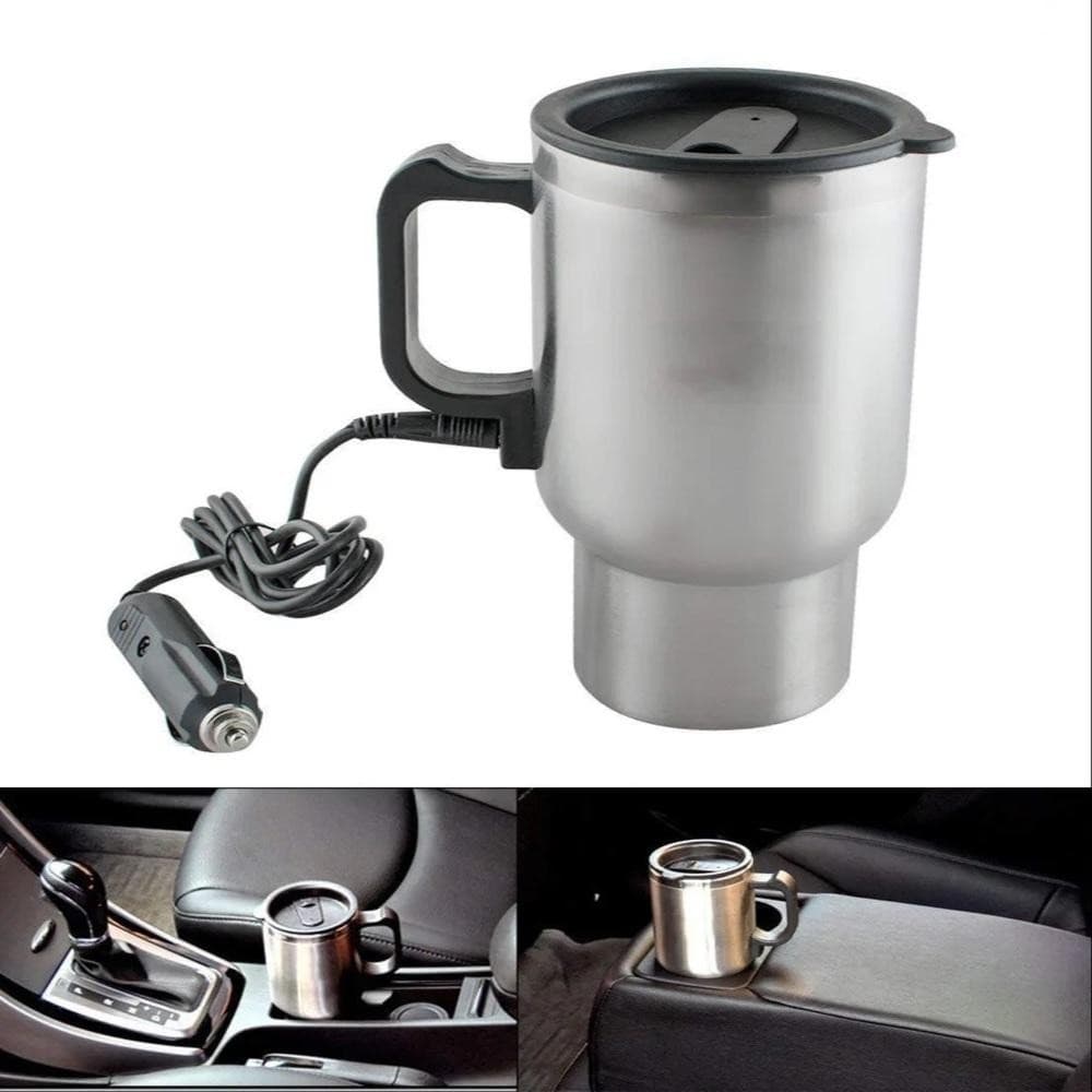 CANECA ELETRICA 12V INOX TERMICA GARRAFA COPO AUTOMOTIVO AQUECEDOR CAFÉ E CHÁ