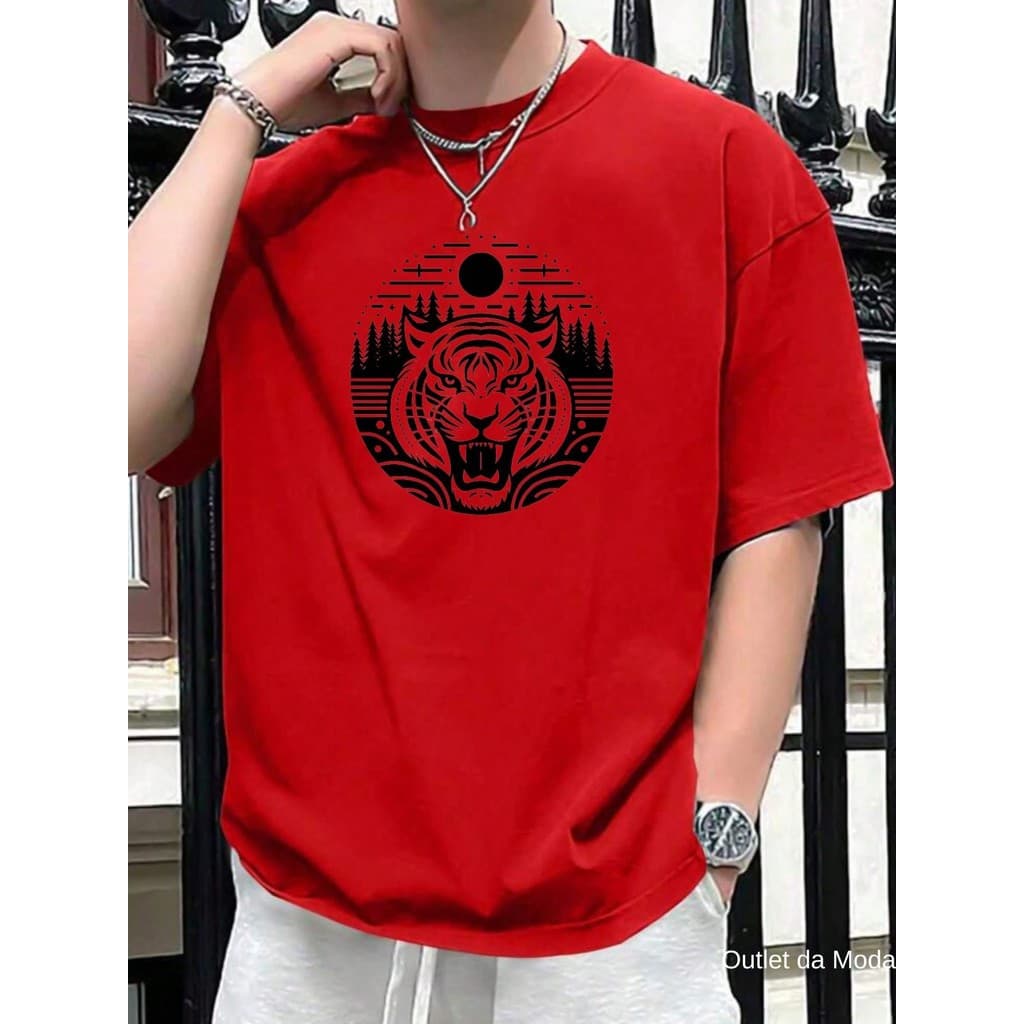 Camiseta Masculina Logo Tigre Camisa 100% Algodão