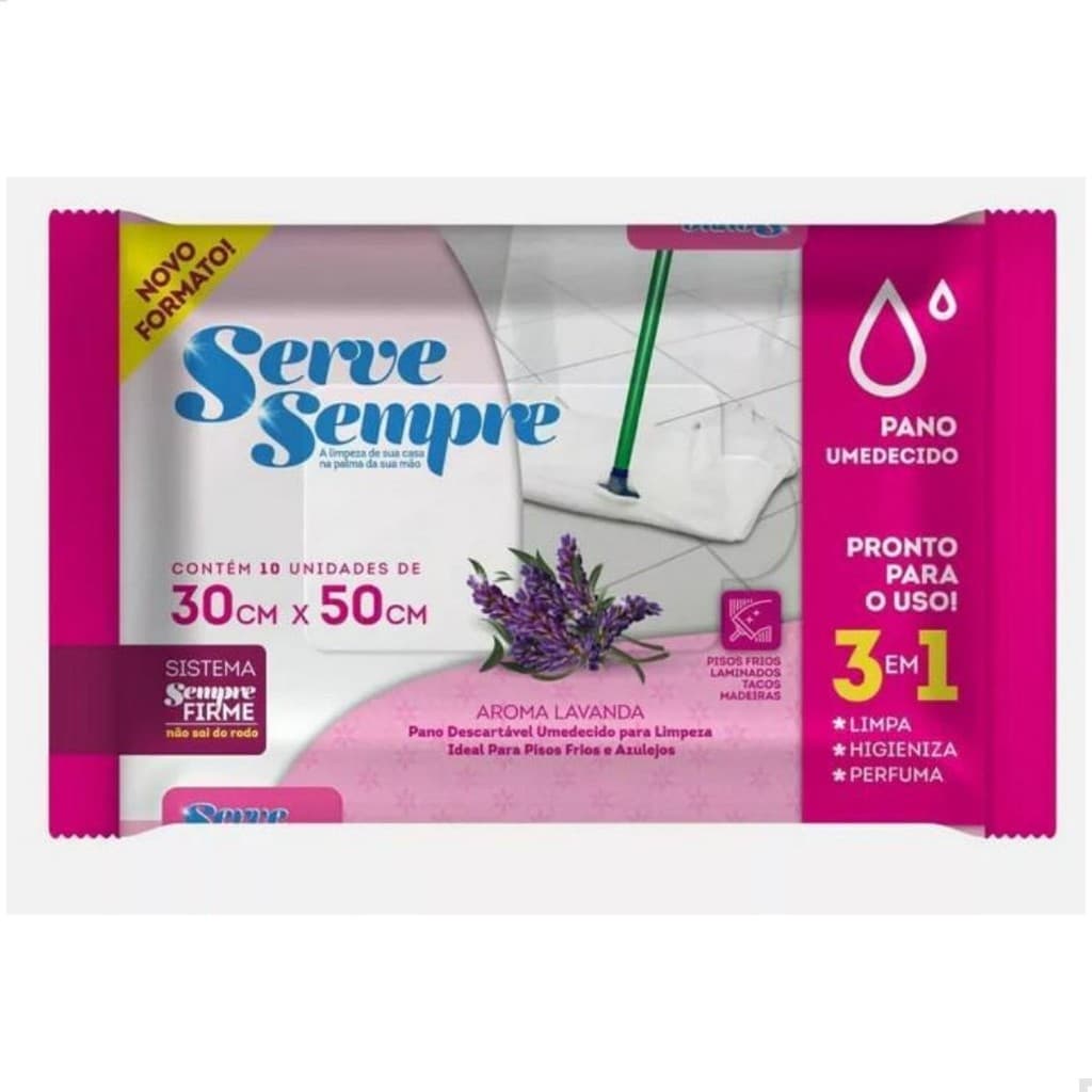 PANO DE LIMPEZA UMEDECIDO SERVE SEMPRE - PANO DE CHÃO 30X50