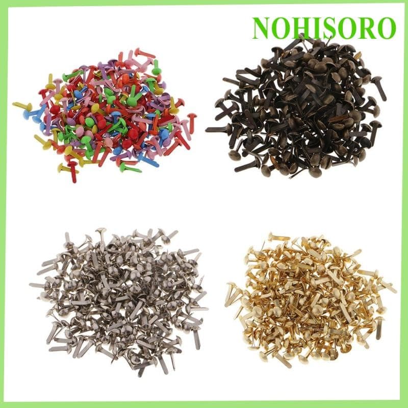 [Nohisoro] 200 Peças Mini Prendedor De Papel Brads De Metal Para Crianças , Scrapbooking De 4.5 Mm