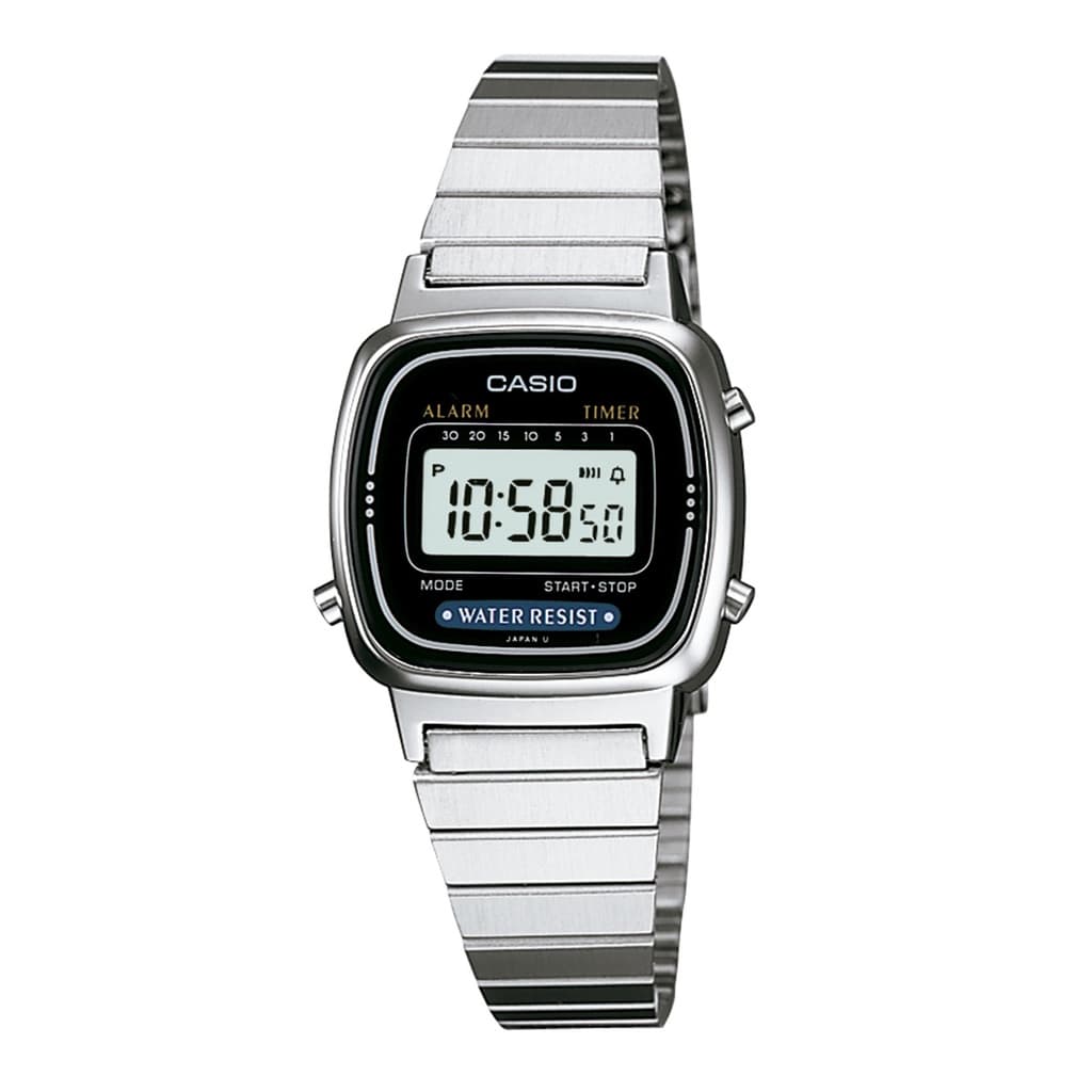 Relógio digital Casio Feminino Vintage Prata Vintage Mini Original LA670WA-1DF Relógio De Pulso