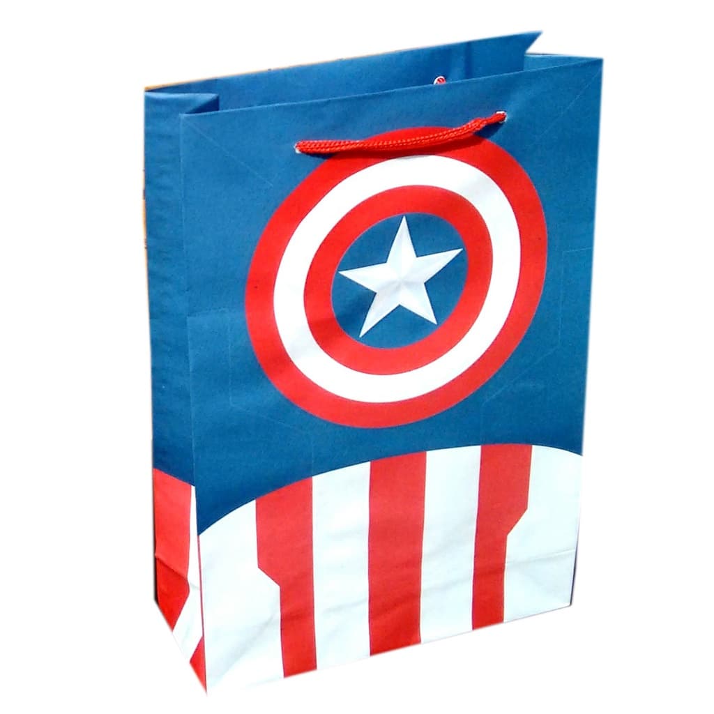 10 a 50 Sacolas De Papel Capitão América 25x17x6cm Para Lembrancinha De Aniversário Surpresa Presente Bolsa Festa