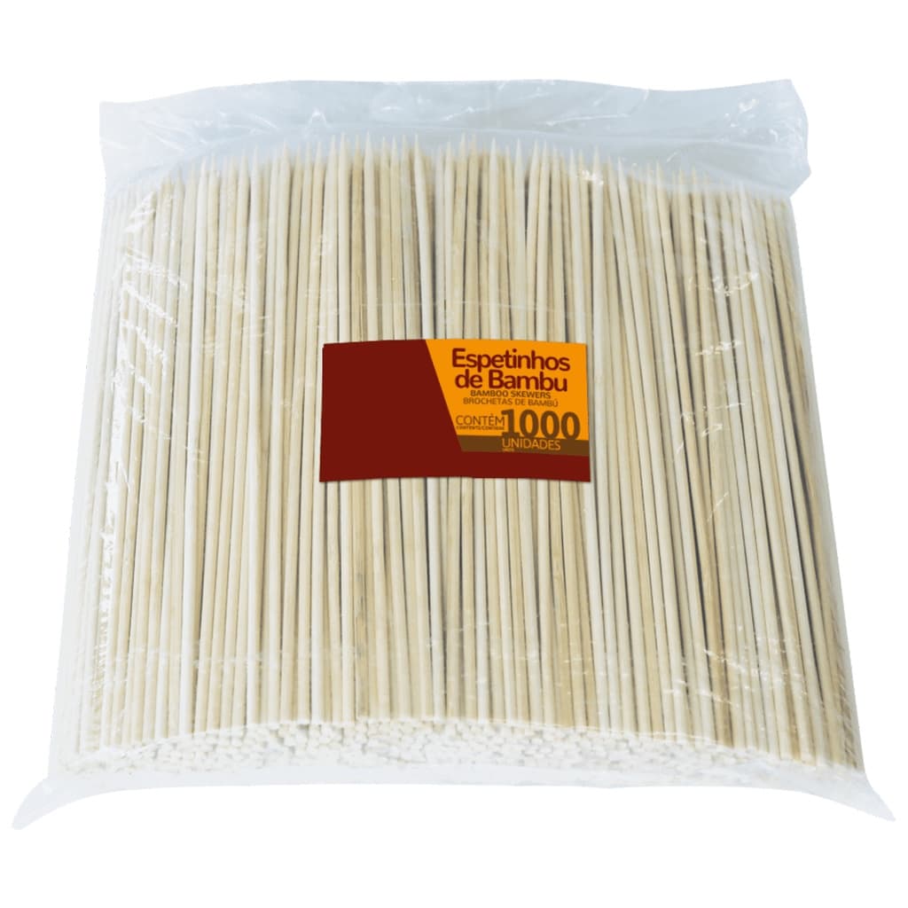 Espeto de Bambu / Palito Churrasco 25cm Espetinho 1000 Unidades