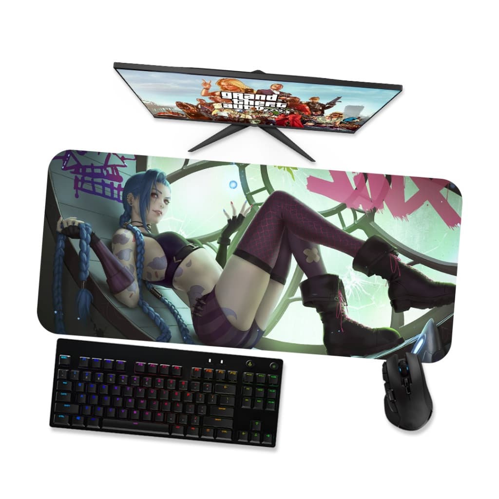 Mouse Pad Gamer Grande LoL Jinx Classic 3  LoL 90x40 80x40 60x40 70x30 45x40