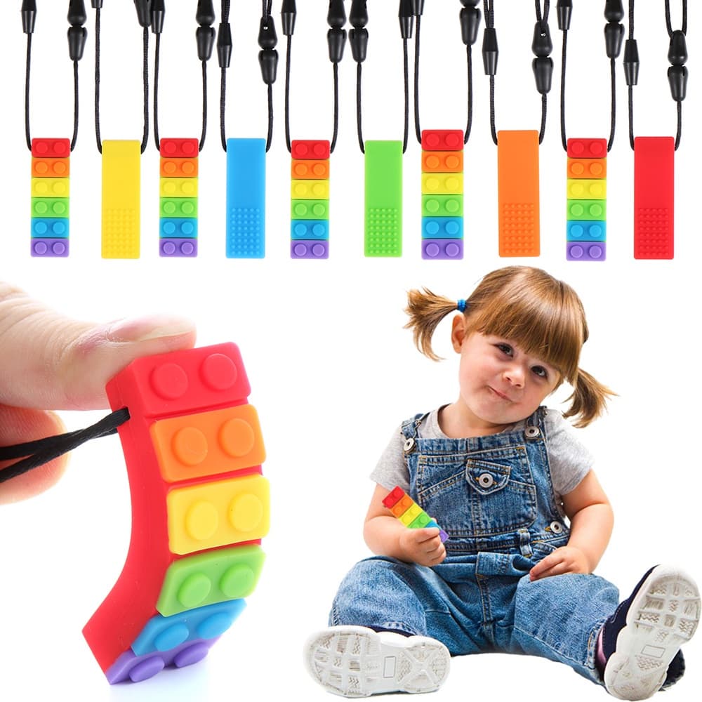 2024 Baby Teether Silicone Colorful Kids Mastigando Ferramentas De Terapia Sensorial Autismo Colar De Oral Motor Toys