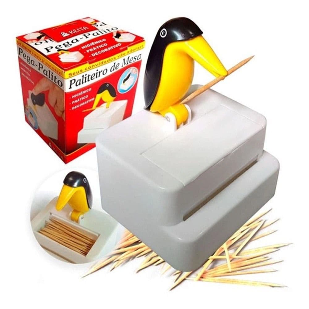 Pega Palito Paliteiro de Mesa Pinguin Tucano Palito de Dente Divertido Moderno Frete Grátis