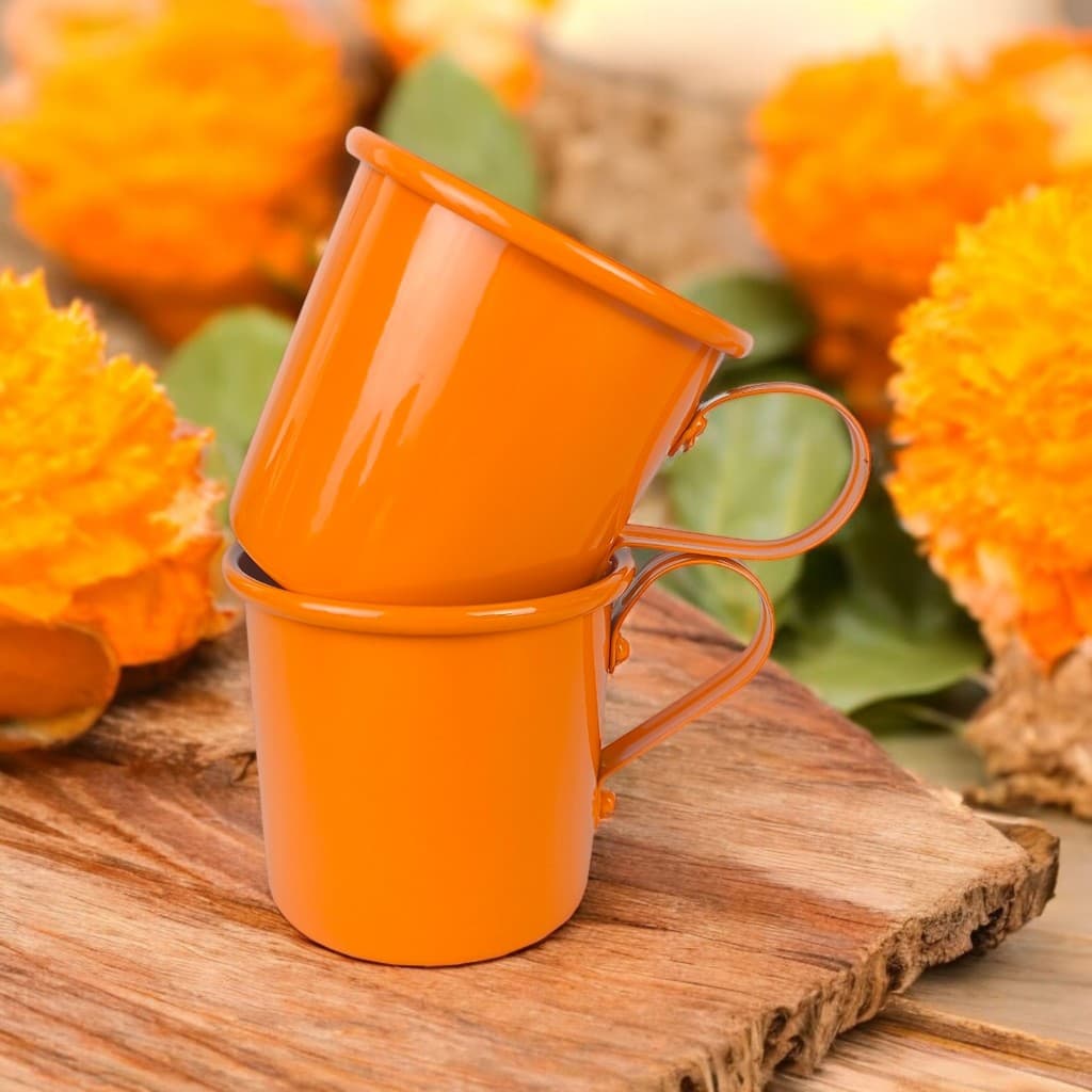 Kit 2 Caneca Copo Moscow Mule Alumínio Cor Laranja 350ml