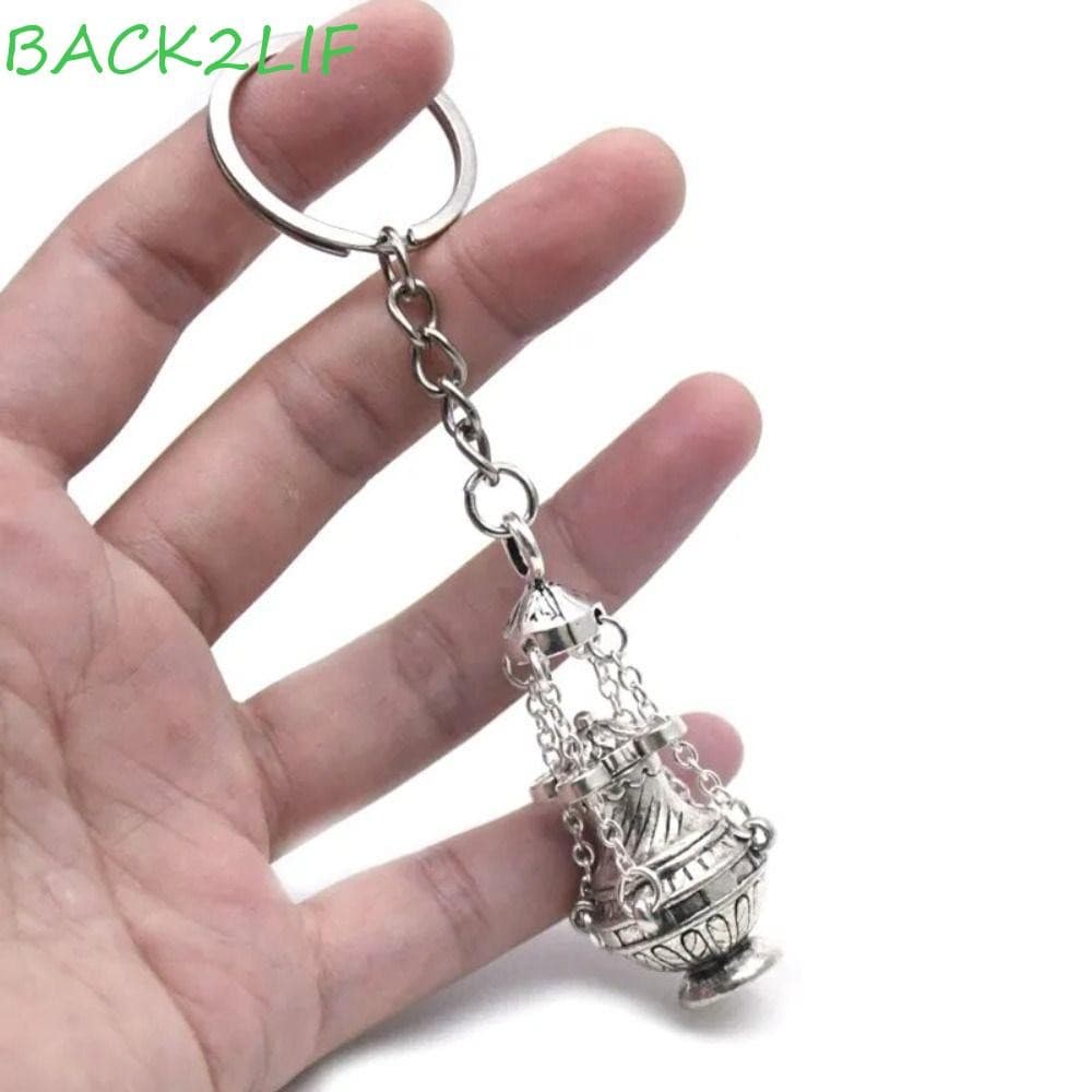 Pingente De Chaveiro De Carro BACK2LIF , Religioso DIY Prateado , Incenso Cristão De Liga De Design Exclusivo