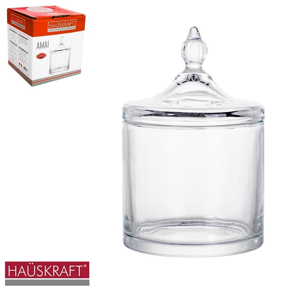 Bomboniere Potiche De Vidro Com Tampa Amai Hauskraft 15,5x10