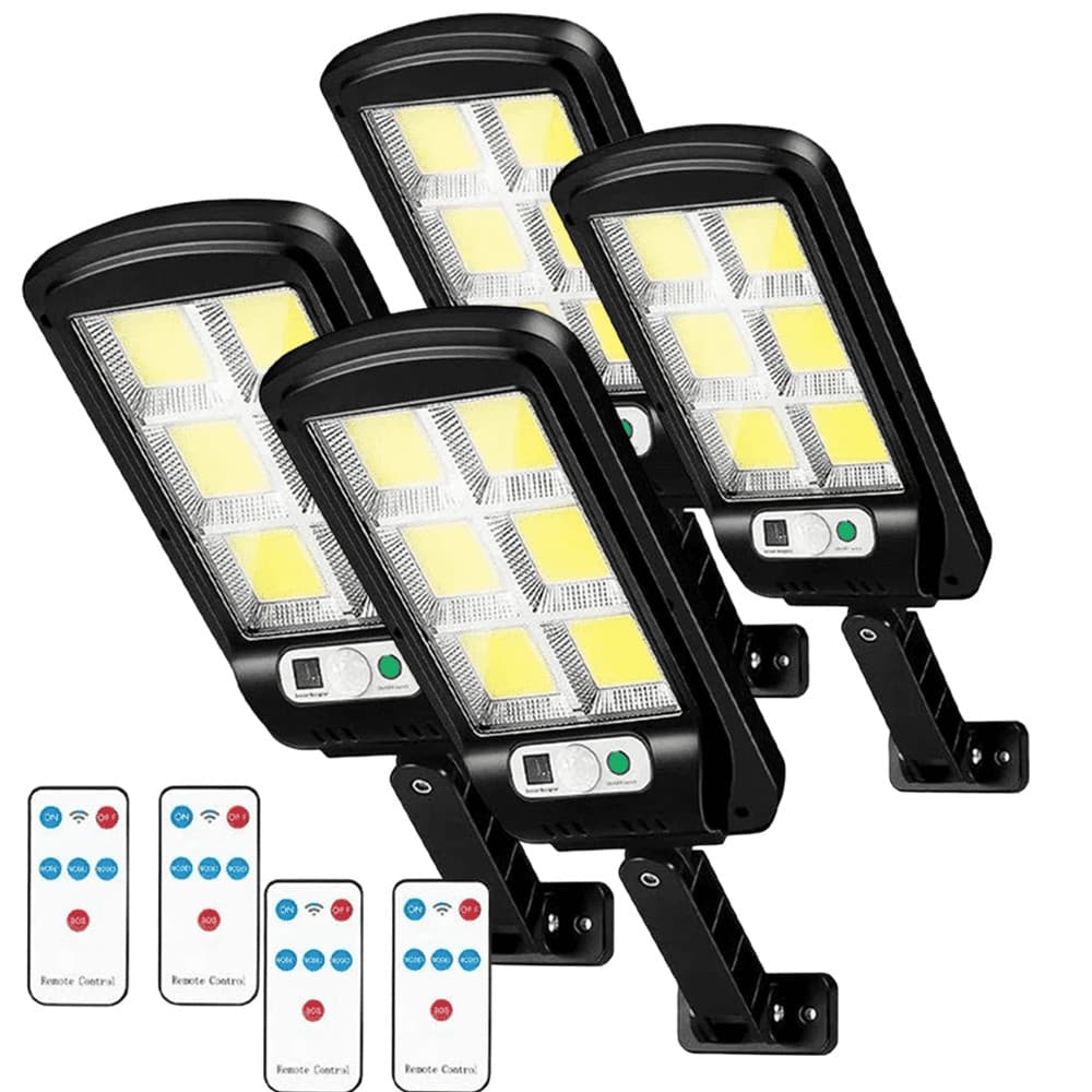 KIT 4 Luminária Parede Solar 300w Bateria Grande Duração Ip66 Alta Potência LKY0034
