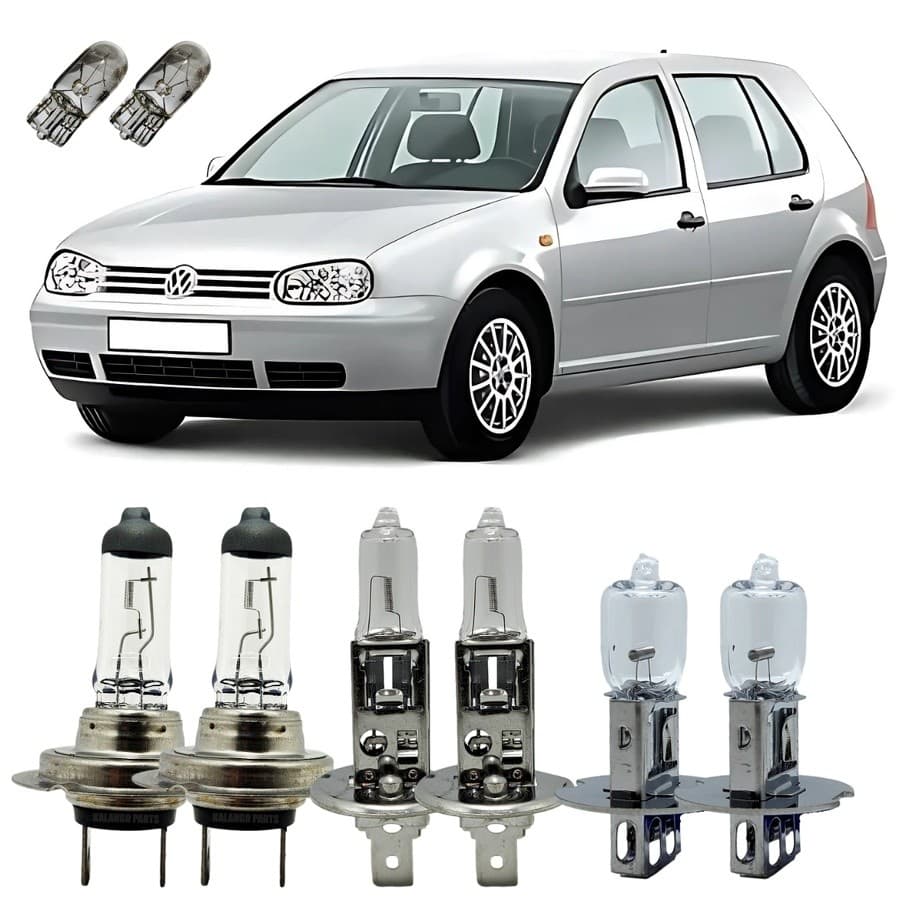 Kit Lâmpadas Originais VW Golf Sapão Farol Alto Baixo Milha 3200K + Pingo T10