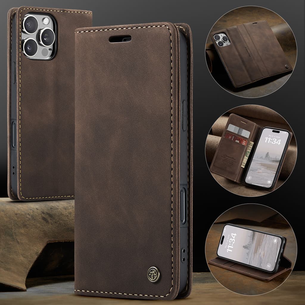 Capa Flip De Couro Para iPhone 17 Pro Max 16 15 14 13 Pro Max Air 16E 16 15 14 Plus Magnética Carteira Macio