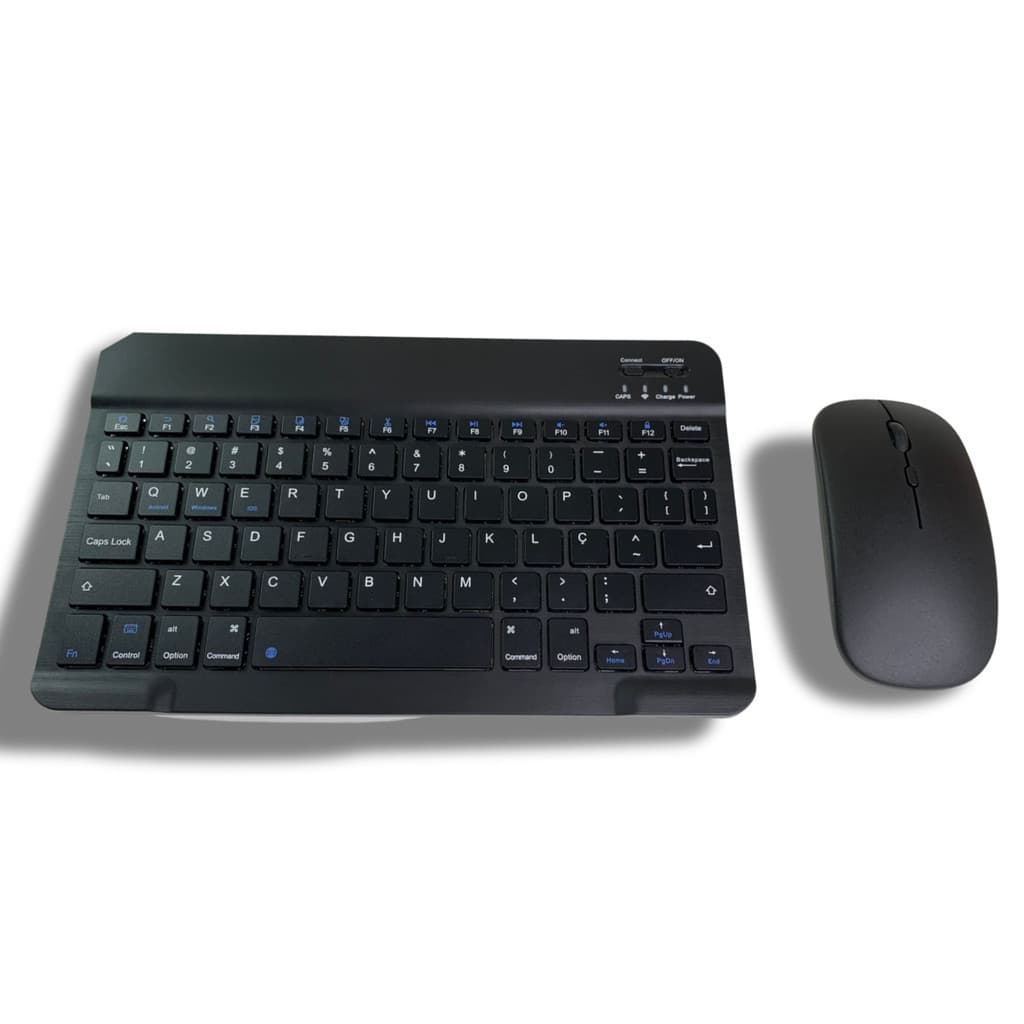 Kit Conjunto Teclado Mouse Bluetooth Sem Fio Coloridos Wireless Recarregável Eletrônicos Prático