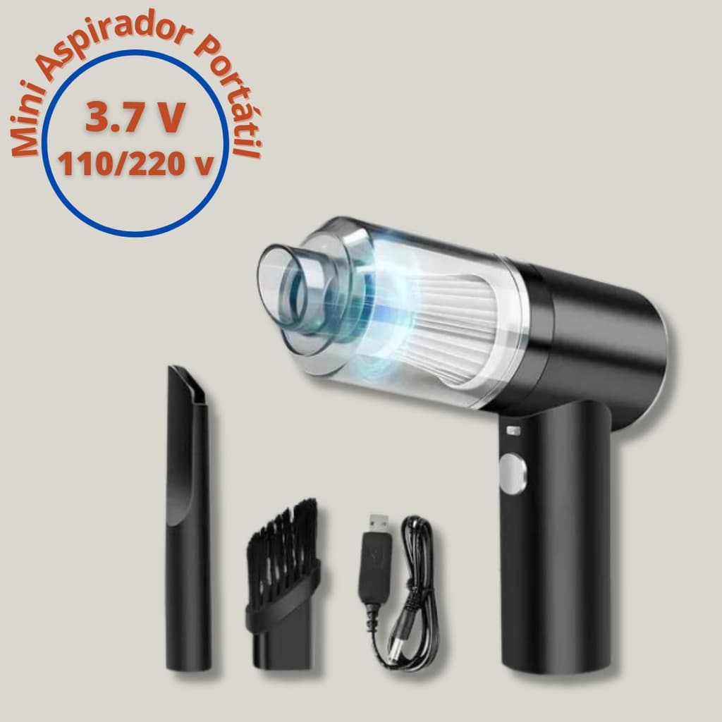 Aspirador De Pó Portatil USB Recarregável Limpeza Detalhada