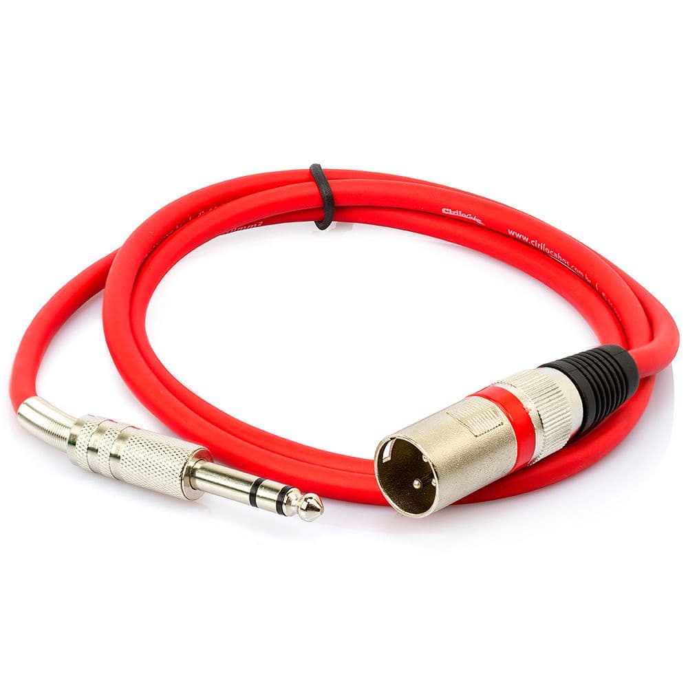 Cabo P10 Para Xlr Macho Vermelho Estéreo 1 Metro
