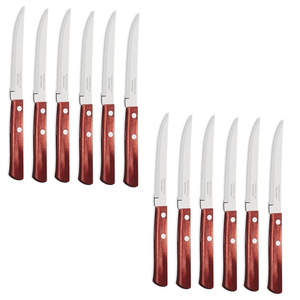 Jogo com 12 Facas Churrasco Polywood Em Aço inox Tramontina