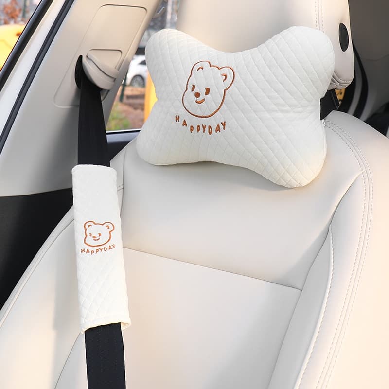 Travesseiro de pescoço para encosto de cabeça de carro, travesseiro fofo para Interior de carro, assento de carro, colun
