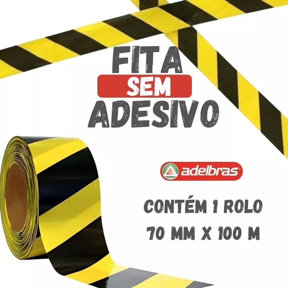 Fita Proibido Passar Zebrada Amarela E Preta 70mm x 100m