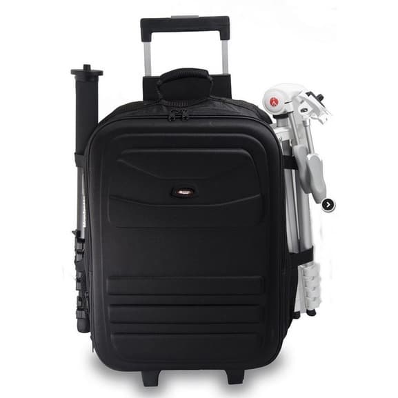Mala Mochila Para Camera Fotografica E Acessorios Com Rodinhas De Viagem e Frente Rígida