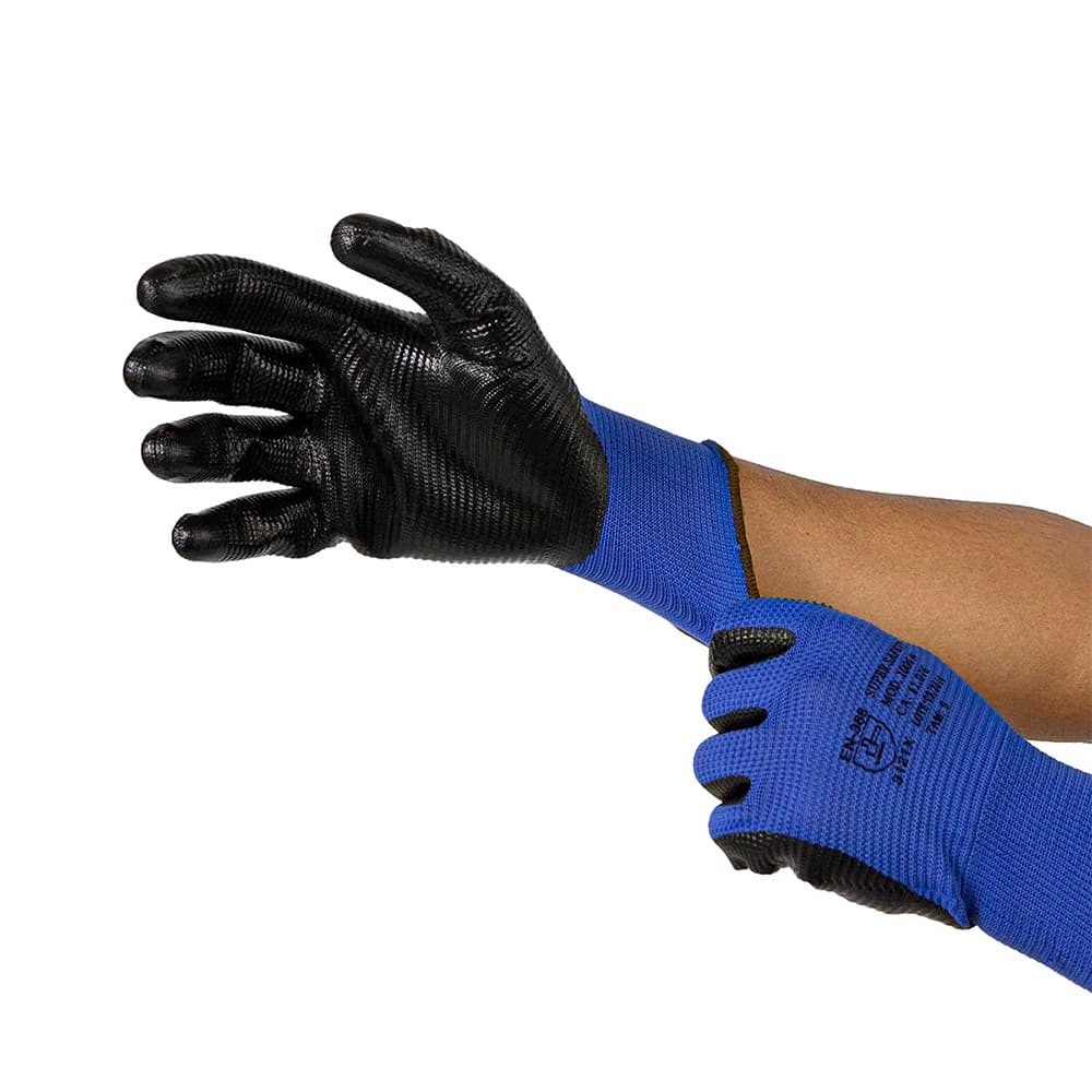 Kit 6 Luva Multitato SS 1006N Multiuso Tatil em Nylon Banho Nitrilico na Palma Epi Super Safety Resistente Segurança