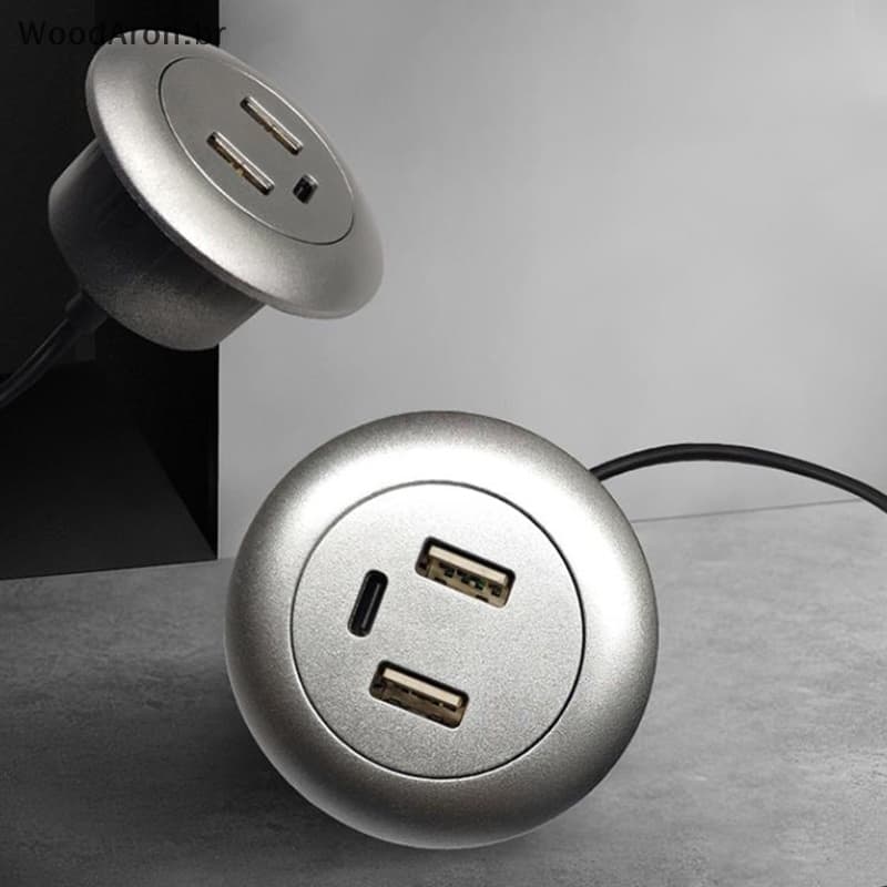 WoodAron Embutido Desktop USB TYPE-C Carregador Móveis Sofá Soquete al Cabo Conector br