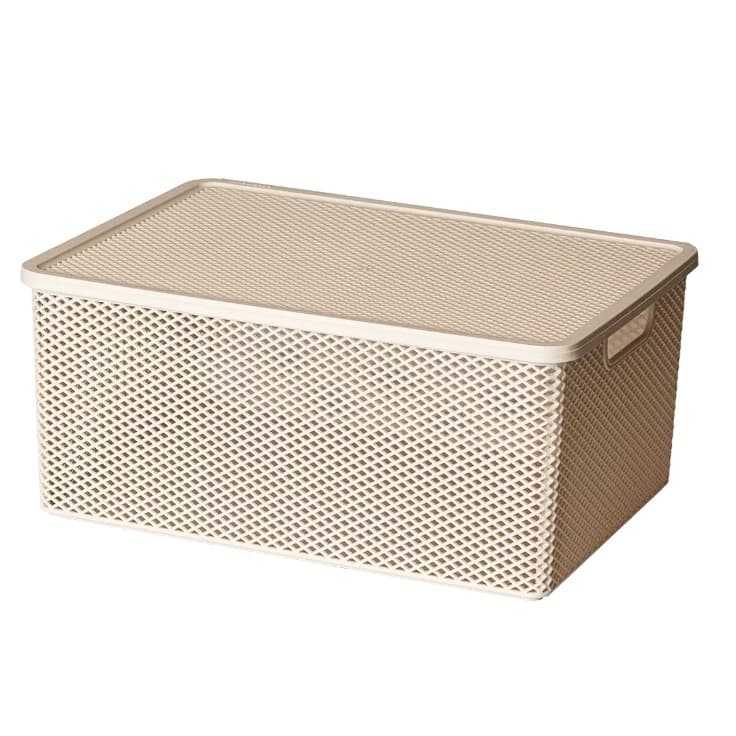Cesto Organizador Com Tampa Creme 37 x 27 x 16 cm