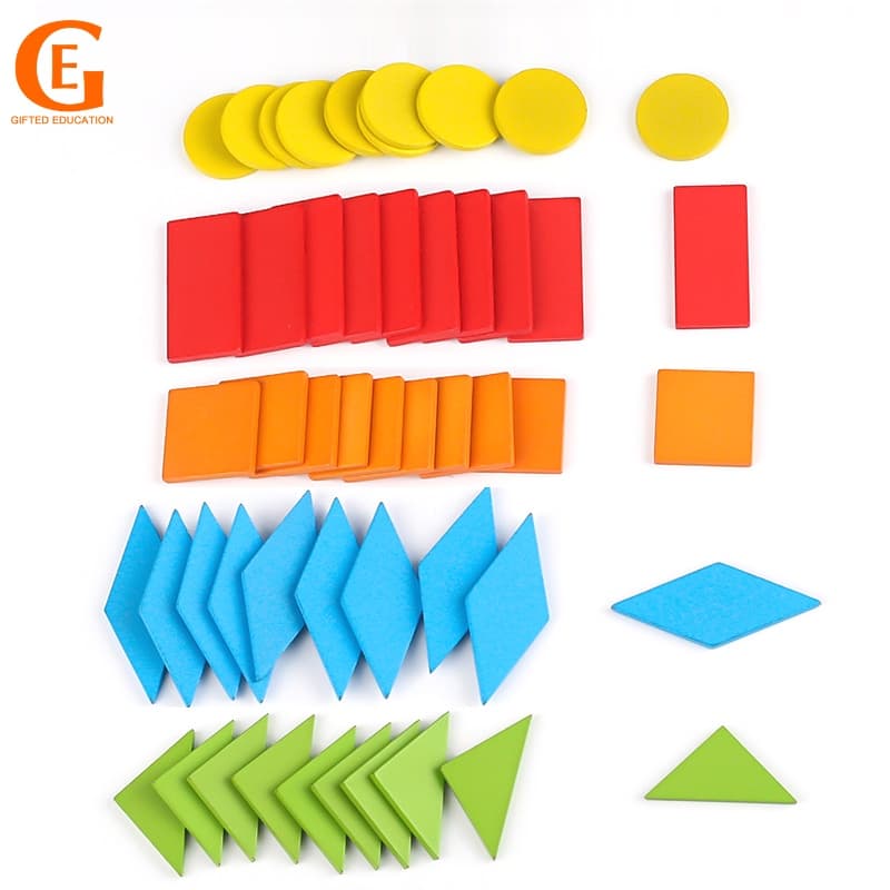 50 Pçs Montessori Geometria Brinquedo De Madeira Tangram Forma Geométrica Conjunto Estudante Matemática Aprendizagem Pre